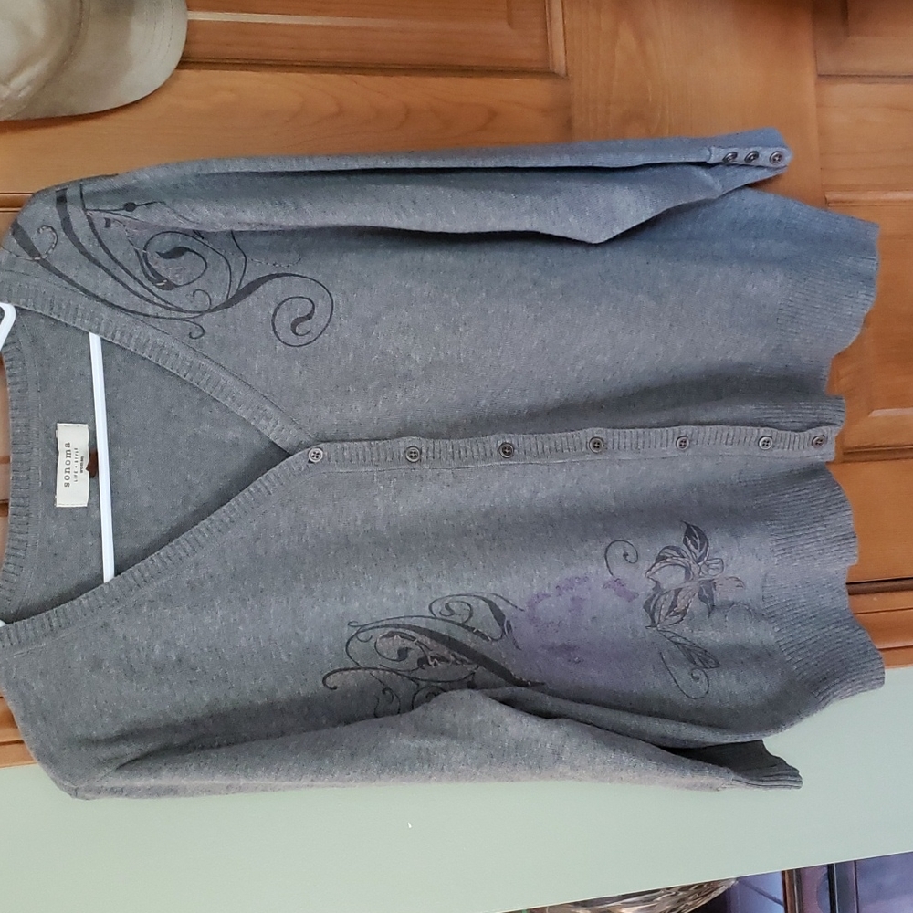 New Gray Sonoma Cardigan Sweater Size 1X
